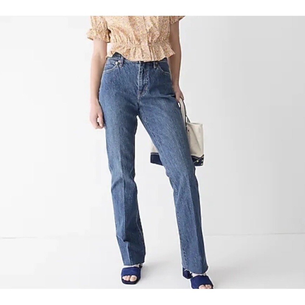 J CREW Women Size 28 Full-Length Demi-Boot Jeans Raw Hem BF569 Slim-Straight